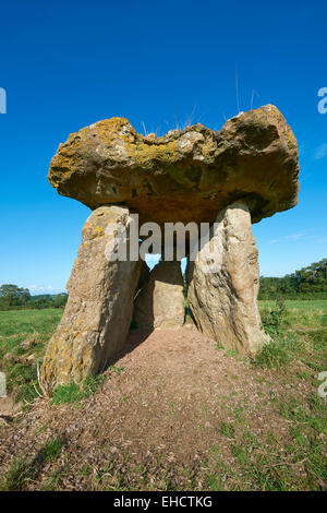 La chambre funéraire mégalithique St Lythans, une partie d'une longue chambre de culture néolithique long Barrow, il y a 6000 ans. Près de St Lythans, Vale of Glamorgan, Pays de Galles Banque D'Images