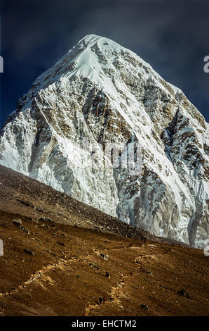 Vue de jour du Pumori Mountain, parc national de Sagarmatha, région de Khumbu, Népal Himalaya Banque D'Images