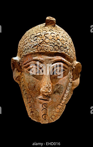 Homme masque avec barbe 5ème siècle avant J.-C. Musée national du Bardo Tunisie Carthage Phénicie (ville de commerce phénicienne en Afrique du Nord de l'Empire Carthaginois capital ) Banque D'Images