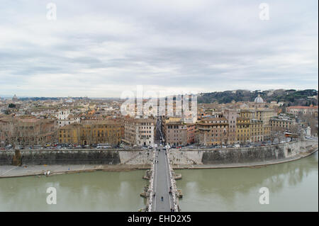 Paysage urbain du haut de Castel Sant Angelo à Rome Banque D'Images