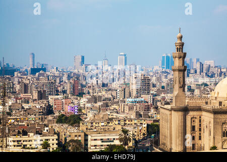 Vue sur Le Caire depuis la Citadelle. Banque D'Images