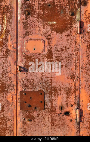 Close up of red rusty steel surface porte Banque D'Images