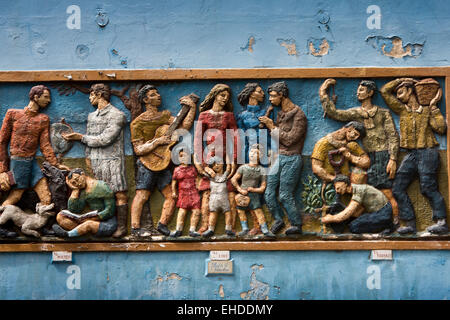 L'ARGENTINE, Buenos Aires, La Boca, Caminito, El Coro, le choeur, relief mural Banque D'Images