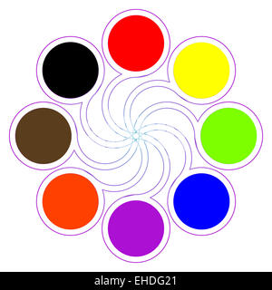 Palette de couleurs ronde avec huit couleurs de base Banque D'Images