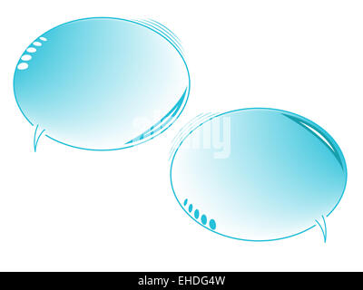Bulles de texte bleu isolated on white Banque D'Images