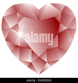 Forme de coeur blanc contre ruby Banque D'Images