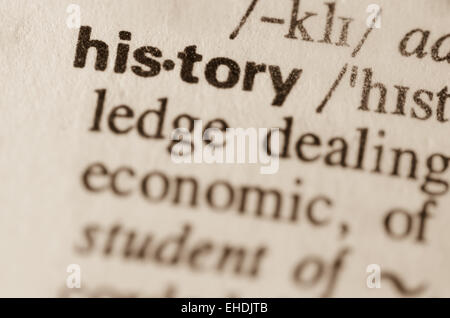 Définition du mot dans le dictionnaire de l'histoire Banque D'Images