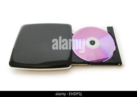 Lecteur dvd externe isolé sur le livre blanc Banque D'Images