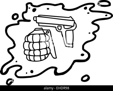 Cartoon aperçu des armes nucléaires à l'intérieur de blood splatter Banque D'Images