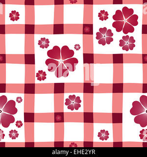 Rouge-blanc motif floral seamless Banque D'Images