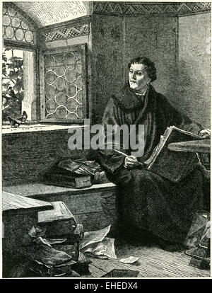 Martin Luther en cachette à Wartburg, où il traduit la Bible en allemand. Banque D'Images