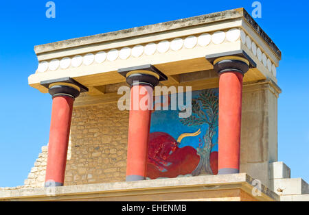Monument architectural légendaire de la civilisation minoenne : le palais de Knossos, Crète, Grèce. Banque D'Images