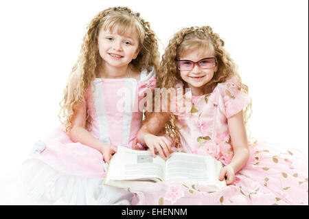 Deux princesses lire un livre Banque D'Images