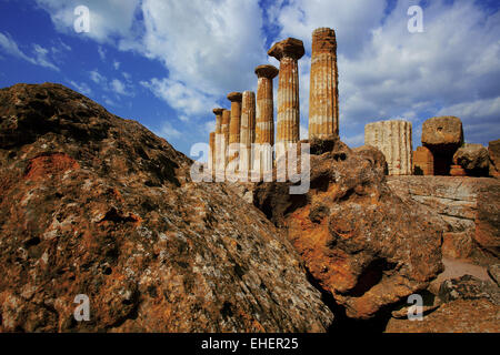 Temple d'Herakles, Agrigente, Sicile, Italie Banque D'Images