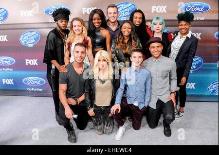 Quentin Clark, Alexander Beckham, Joey Cook, Sarina-Joi Fradiani, Nick Crowe, Adanna Duru, Jax, Tyanna Jones, Qaasim Rayvon Middleton, Owen, Daniel Seavey & Maddie Walker American Idol 14 parti 11/03/2015 Finaliste Los Angeles/photo alliance Banque D'Images