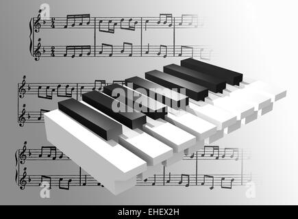 Illustration de piano en noir et blanc Banque D'Images