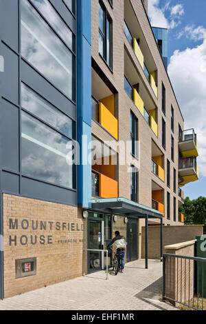 Mountsfield Chambre. Central Park Apartments, Lewisham., Londres, Royaume-Uni. Architecte : bptw partenariat, 2014. Banque D'Images