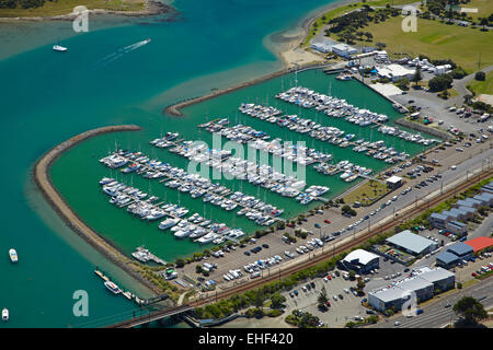 Port de plaisance de mana, Porirua, région de Wellington, Île du Nord, Nouvelle-Zélande - vue aérienne Banque D'Images