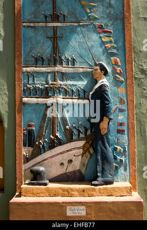 L'ARGENTINE, Buenos Aires, La Boca, Caminita, voile, bateau Fragata Sarmiento murale, par Ybarra Garcia Banque D'Images