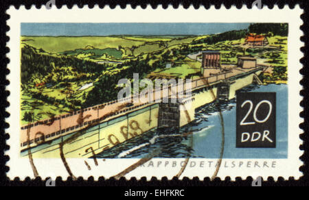 Rda - circa 1960 : timbre imprimé en RDA montre Rappbode dam Banque D'Images