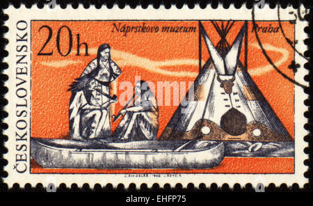 La Tchécoslovaquie - VERS 1966 : timbres en Tchécoslovaquie Banque D'Images