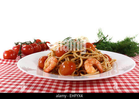 Spaghetti aux crevettes Banque D'Images