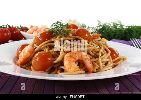 Spaghetti aux tomates Banque D'Images