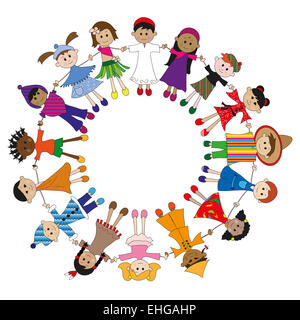 Illustration d'enfants de différents à l'échelle nationale Banque D'Images