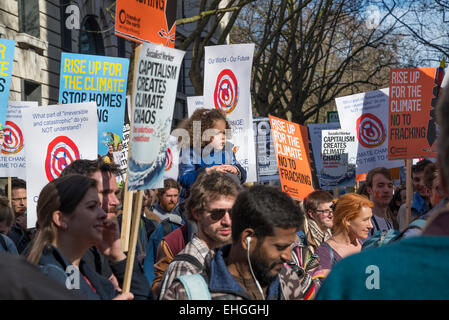 Campagne contre le changement climatique, démonstration de Londres, 7 mars 2015, UK Banque D'Images