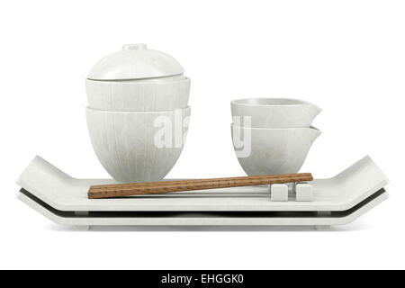 Ensemble de plats sushi vide isolé sur fond blanc Banque D'Images