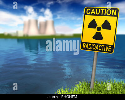 Signe de la radioactivité nucléaire et Banque D'Images