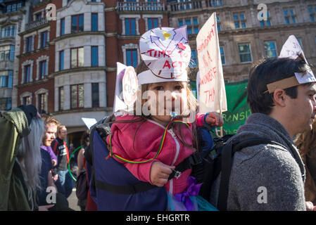 Campagne contre le changement climatique, démonstration de Londres, 7 mars 2015, UK Banque D'Images