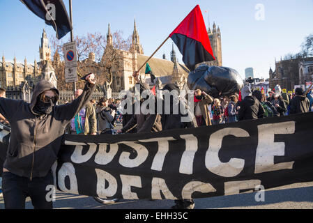 Campagne contre le changement climatique la démonstration, Westminster, Londres, 7 mars 2015, UK Banque D'Images