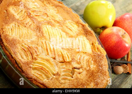 Tarte aux pommes alsacienne libre. Banque D'Images