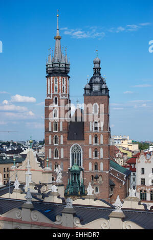 L'église Sainte Marie de Cracovie Pologne Banque D'Images