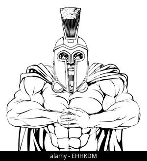 Une dure ou trojan spartan musculaire mascot character se préparer pour une lutte Banque D'Images