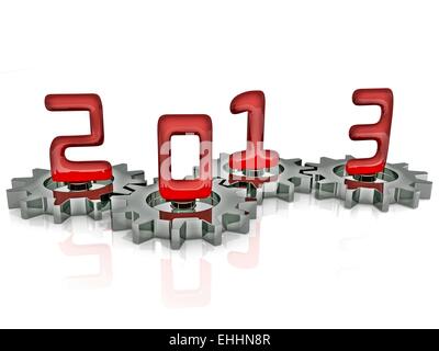 Bonne année 2013 en chrome et rouge Banque D'Images