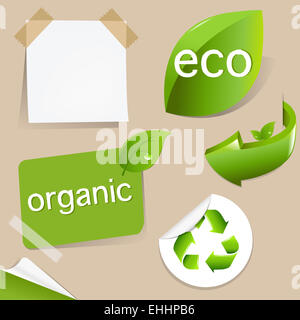 Ensemble d'étiquettes Eco friendly Banque D'Images