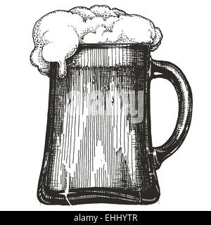 Chope de bière sur fond blanc Banque D'Images