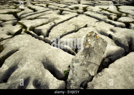 Rock formation karstique près de la tombe mégalithique de Poulnabrone appelé. Le Burren, Irlande Banque D'Images