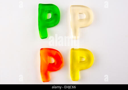 Un ensemble de quatre lettres de gomme en forme de P isolated on white Banque D'Images