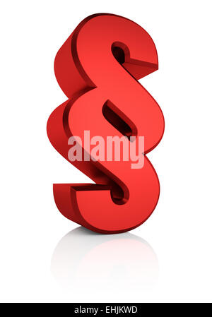 Symbole paragraphe rouge isolé sur fond blanc. 3D render Banque D'Images