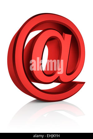 Symbole e-mail rouge isolé sur fond blanc. 3D render Banque D'Images