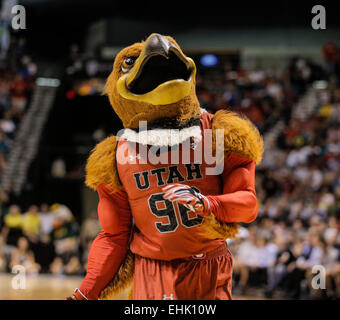 Las Vegas, NV, USA. 13Th Mar, 2015. Au cours de l'Utah Mascot CIP 12 NCAA Men's Basket-ball tournoi entre Utah Utes et de l'Oregon Ducks 64-67 perdu au MGM Grand Garden Arena de Las Vegas, NV. Credit : csm/Alamy Live News Banque D'Images
