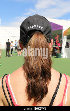 Indian Wells, le 14 mars, 2015 Un fan de Roger Federer au BNP Paribas Open. Credit : Lisa Werner/Alamy Live News Banque D'Images