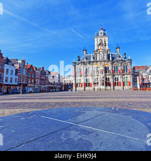 L'Hôtel de ville (Stadhuis) (1618) sur le Markt, Delft, Pays-Bas Banque D'Images