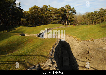 Les trous et les tranchées paysage de la WW1 de bataille de la crête de Vimy, Belgique Banque D'Images