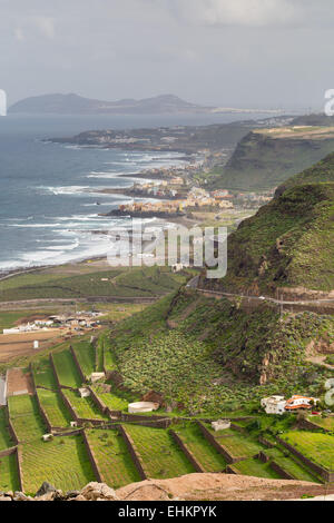 Vue aérienne de la côte nord, Gran Canaria, îles Canaries, Espagne, Europe Banque D'Images
