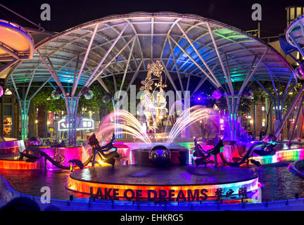 Lac de rêves, light show à Sentosa Fontaine Musicale Banque D'Images