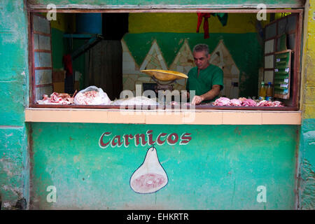 Fenêtre du boucher à La Havane, Cuba Banque D'Images